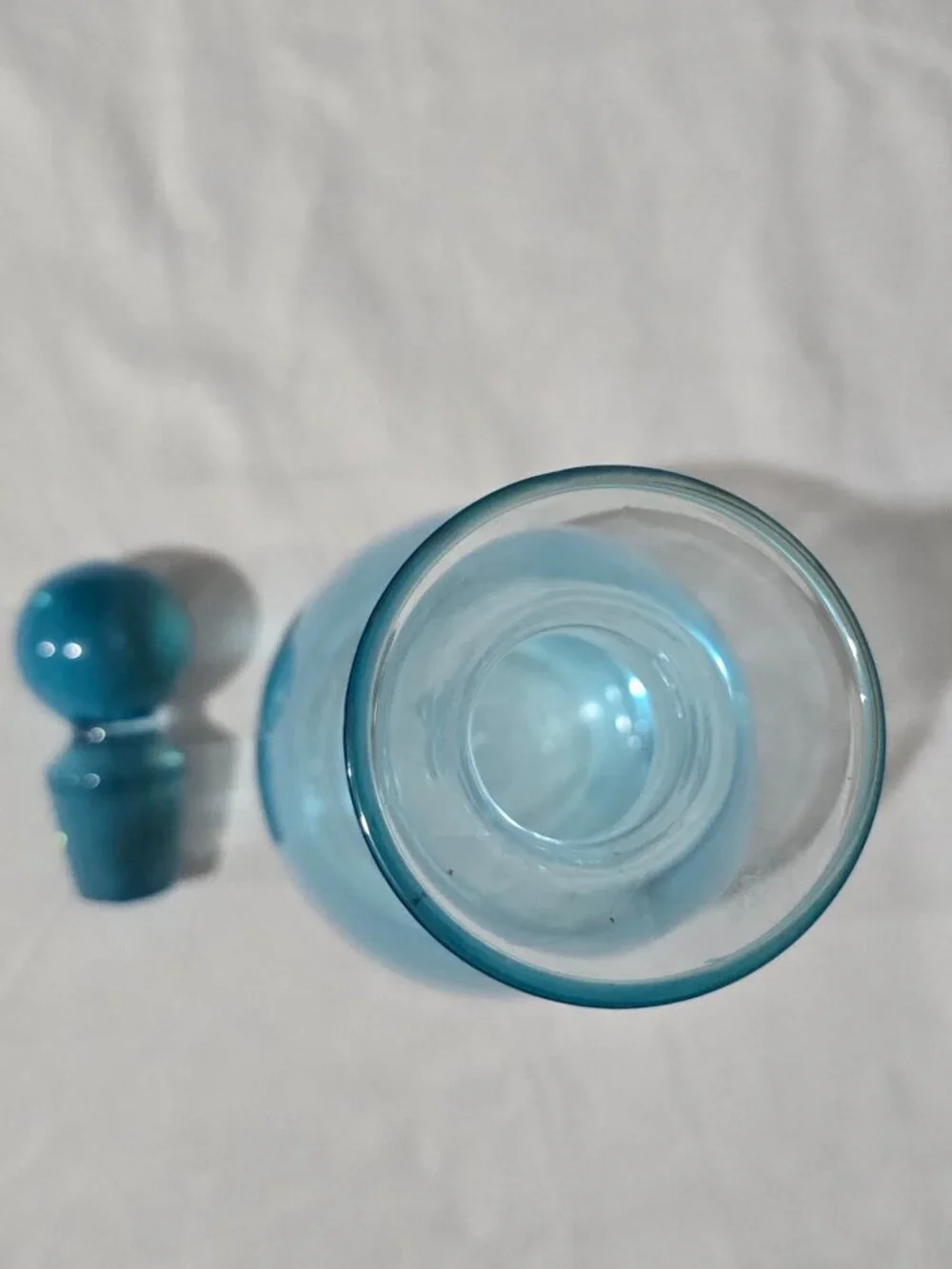 Blue Glass Empoli Genie Decanter w Glass Stopper